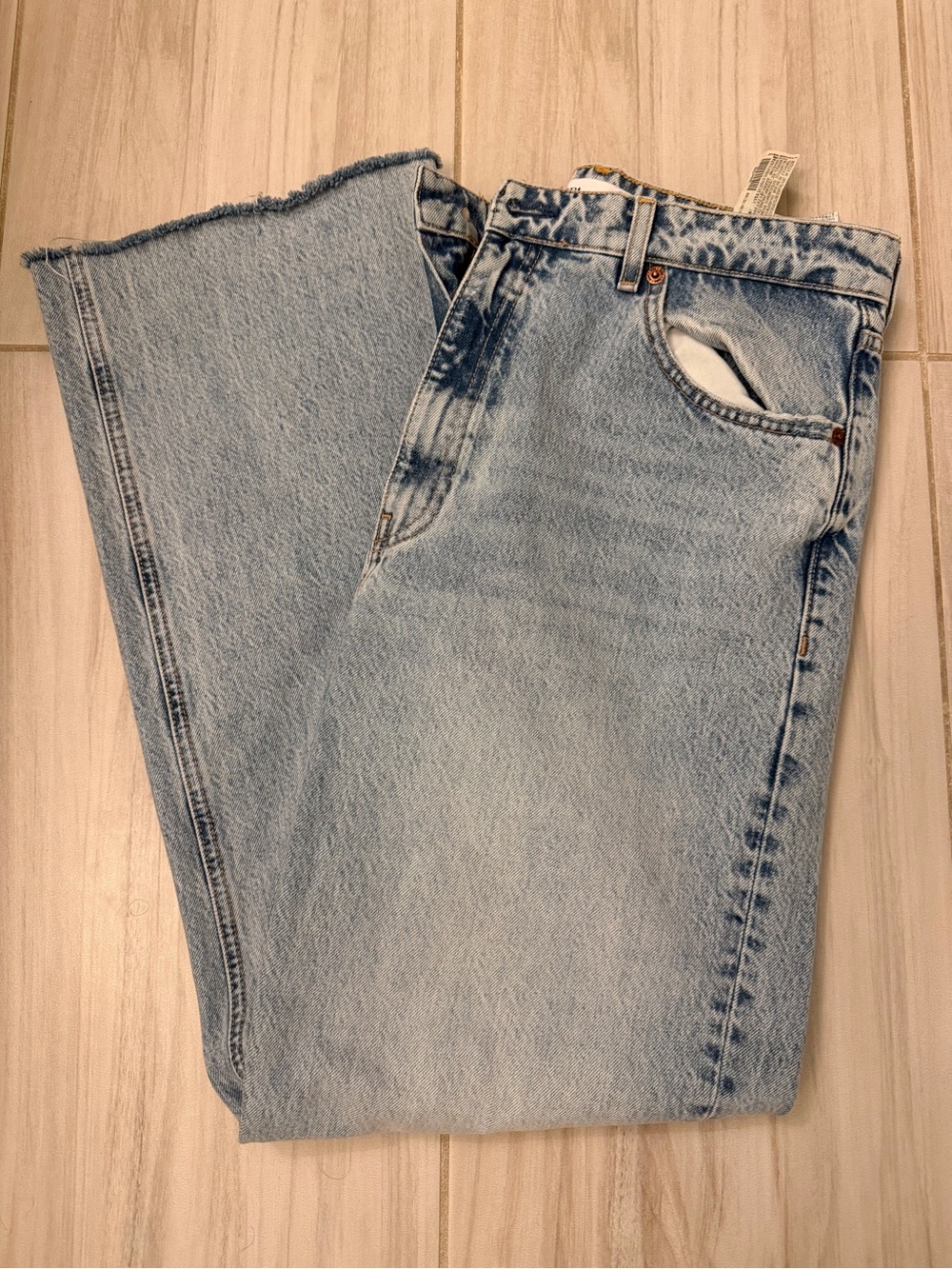Zara Light Blue High-Rise Straight Jeans